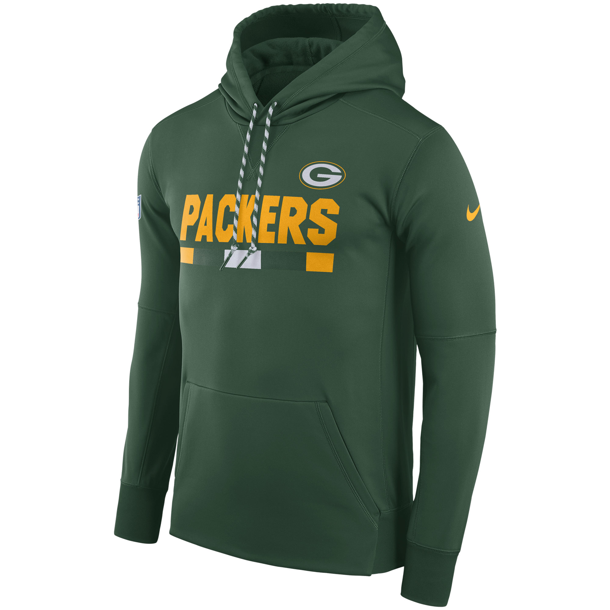 NFL Men Green Bay Packers Nike Green Sideline ThermaFit Performance PO Hoodie->green bay packers->NFL Jersey